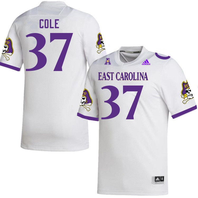 Men #37 Adam Cole ECU Pirates College Football Jerseys Stitched Sale-White - Click Image to Close